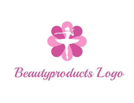 ballerina in a feminine flower shaped logo