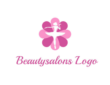 ballerina in a feminine flower shaped logo