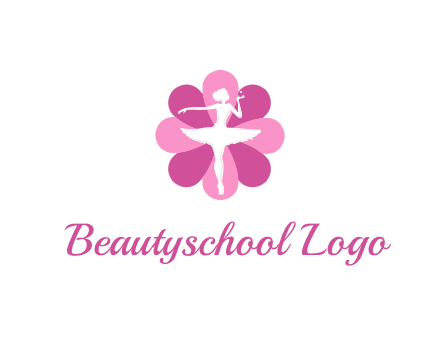 ballerina in a feminine flower shaped logo