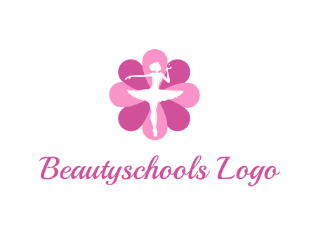 ballerina in a feminine flower shaped logo
