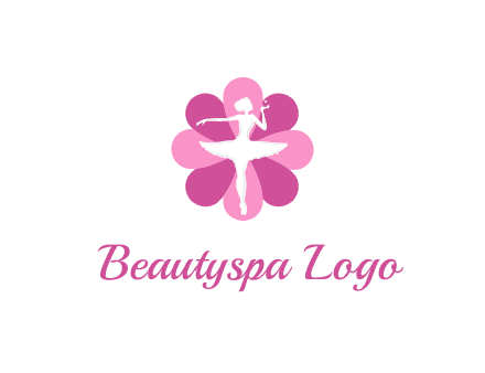 ballerina in a feminine flower shaped logo