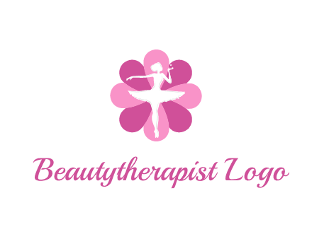 ballerina in a feminine flower shaped logo