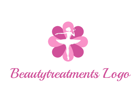ballerina in a feminine flower shaped logo