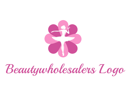 ballerina in a feminine flower shaped logo