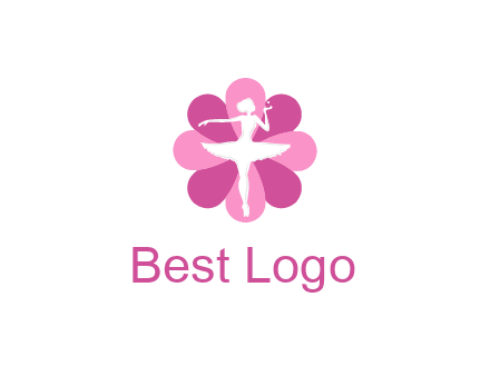 ballerina in a feminine flower shaped logo