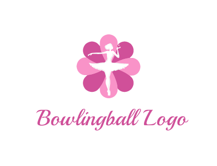 ballerina in a feminine flower shaped logo
