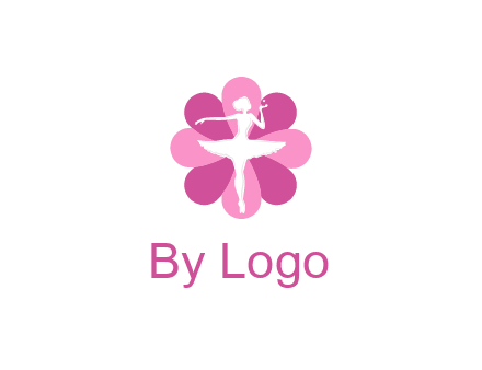 ballerina in a feminine flower shaped logo