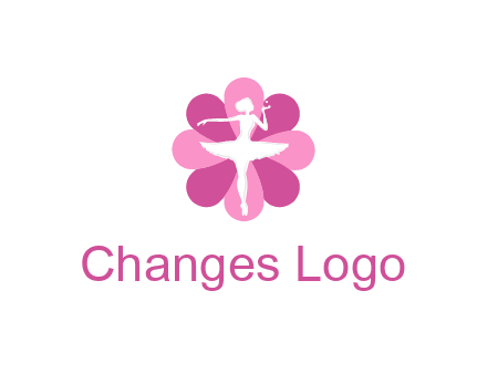 ballerina in a feminine flower shaped logo