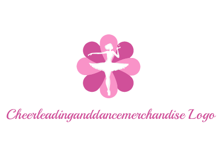 ballerina in a feminine flower shaped logo