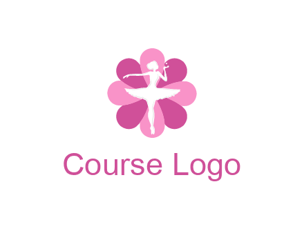 ballerina in a feminine flower shaped logo