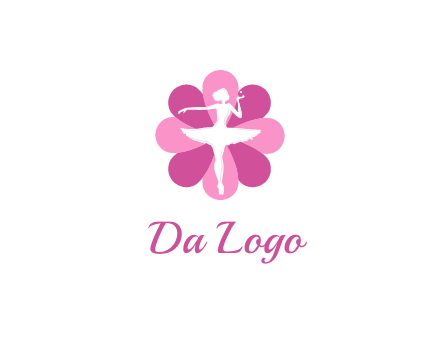 ballerina in a feminine flower shaped logo
