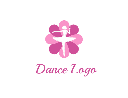 ballerina in a feminine flower shaped logo