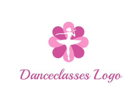 ballerina in a feminine flower shaped logo