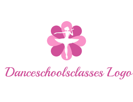 ballerina in a feminine flower shaped logo