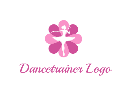 ballerina in a feminine flower shaped logo
