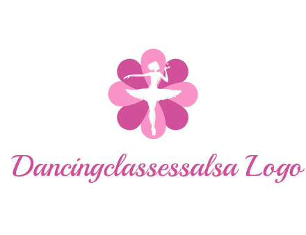 ballerina in a feminine flower shaped logo