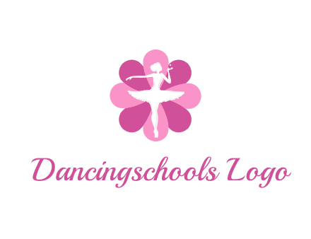 ballerina in a feminine flower shaped logo