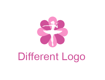 ballerina in a feminine flower shaped logo