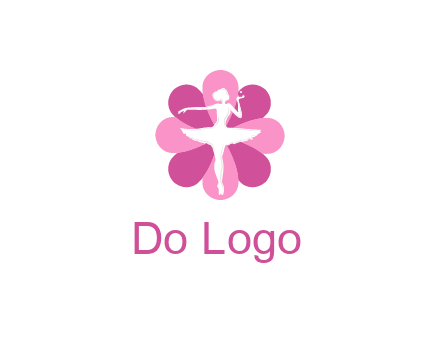 ballerina in a feminine flower shaped logo