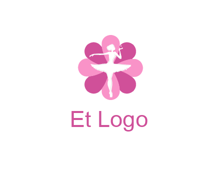 ballerina in a feminine flower shaped logo