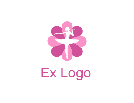 ballerina in a feminine flower shaped logo