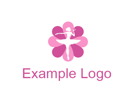 ballerina in a feminine flower shaped logo