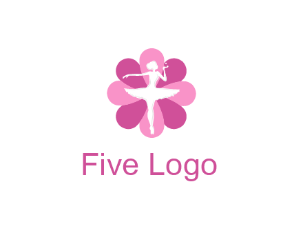 ballerina in a feminine flower shaped logo