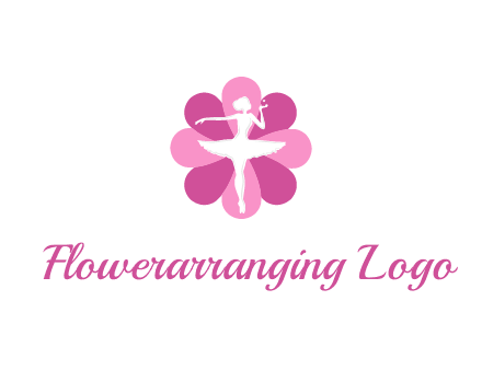 ballerina in a feminine flower shaped logo