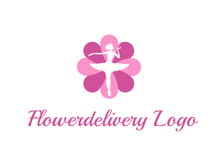 ballerina in a feminine flower shaped logo