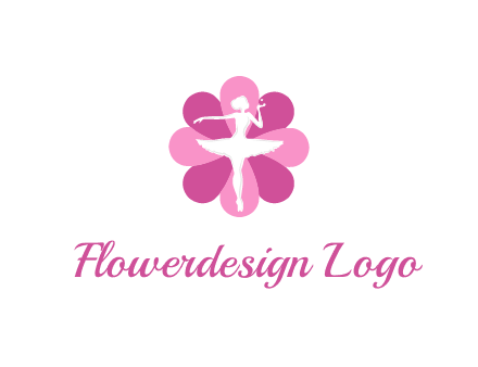 ballerina in a feminine flower shaped logo