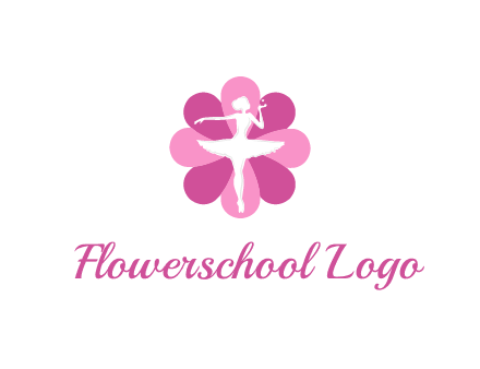 ballerina in a feminine flower shaped logo