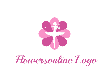 ballerina in a feminine flower shaped logo