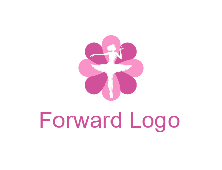 ballerina in a feminine flower shaped logo