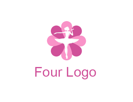 ballerina in a feminine flower shaped logo