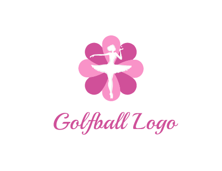 ballerina in a feminine flower shaped logo