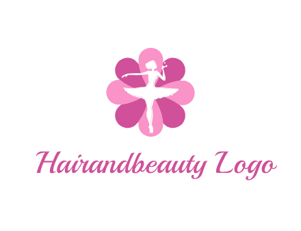 ballerina in a feminine flower shaped logo