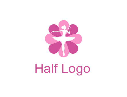 ballerina in a feminine flower shaped logo