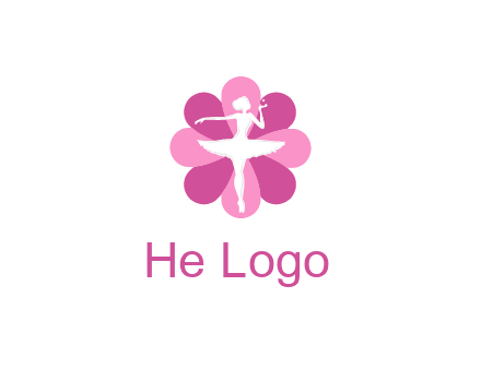 ballerina in a feminine flower shaped logo
