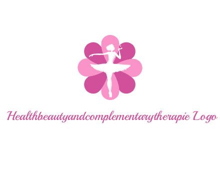 ballerina in a feminine flower shaped logo