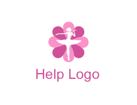 ballerina in a feminine flower shaped logo