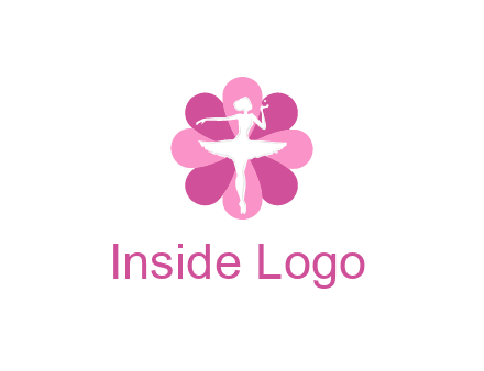 ballerina in a feminine flower shaped logo