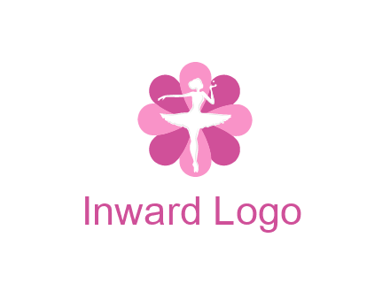 ballerina in a feminine flower shaped logo