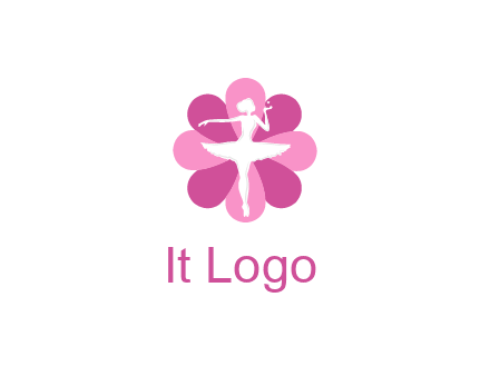 ballerina in a feminine flower shaped logo