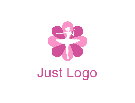 ballerina in a feminine flower shaped logo