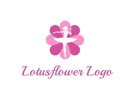 ballerina in a feminine flower shaped logo