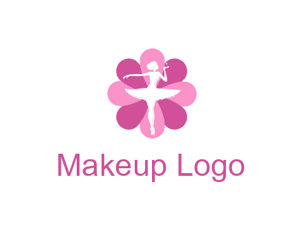 ballerina in a feminine flower shaped logo