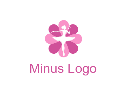 ballerina in a feminine flower shaped logo