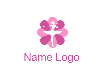 ballerina in a feminine flower shaped logo