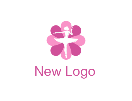 ballerina in a feminine flower shaped logo