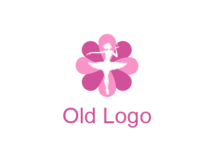 ballerina in a feminine flower shaped logo